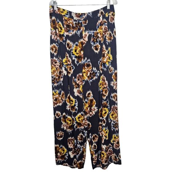 BAND OF GYPSIES Floral Wide Leg Pants XL Hand Pockets Elastic Waist Flowy - Picture 1 of 6